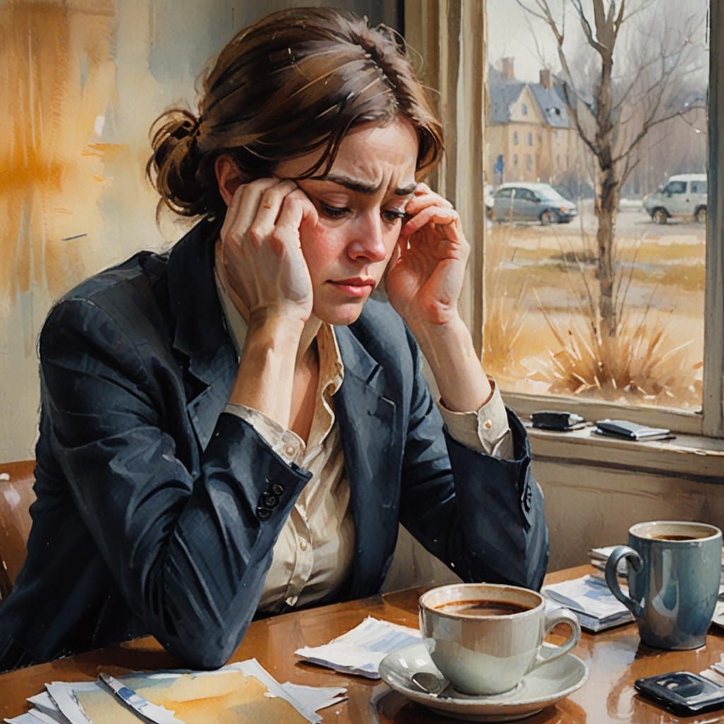 Bleak Morning Office Blues in Soft Impressionist Style