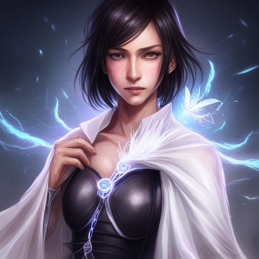 Rukia in Lightning Clothes: Hyperdetailed Portrait