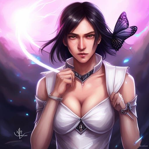 Lightning Dress Portrait in Hyperdetailed Digital Art