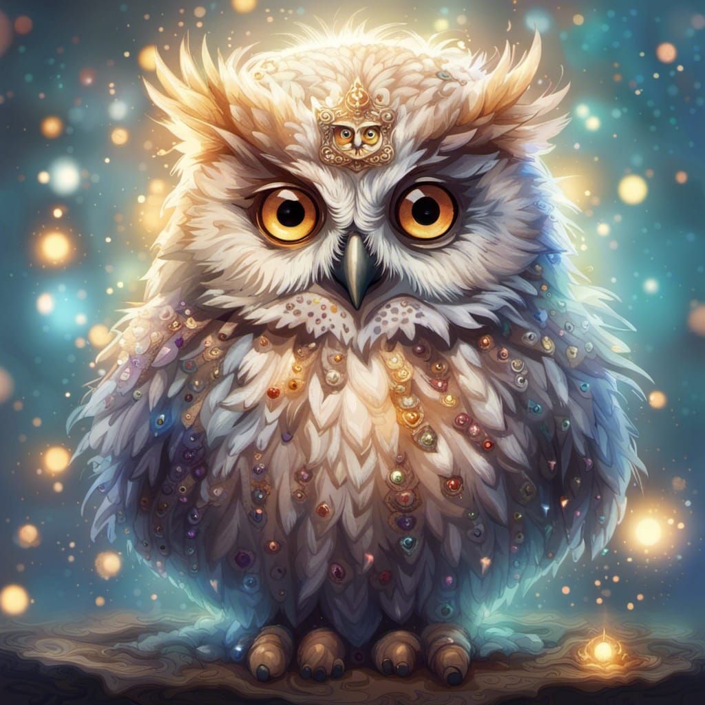 Fluffy Owl in Tina Barney Style Digital Art
