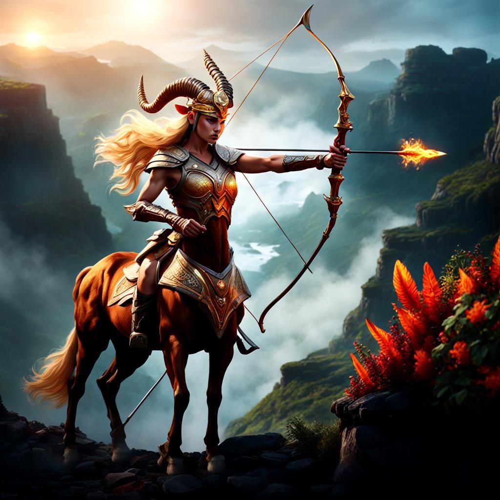 Fiery Centaur Archer on Cliffside