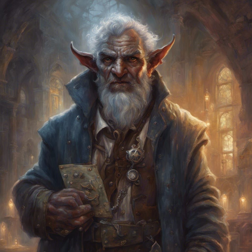 Half-Orc Tiefling Detective in Ethereal Fantasy Style