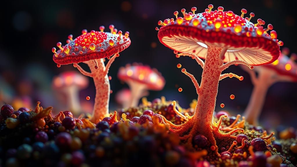 Lively Bacteria Rave with Exploding Fungi in Petri Dish