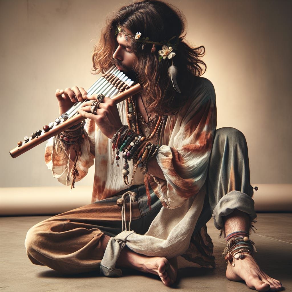 South Asian Hippie Embodies Nature with Pan Flute