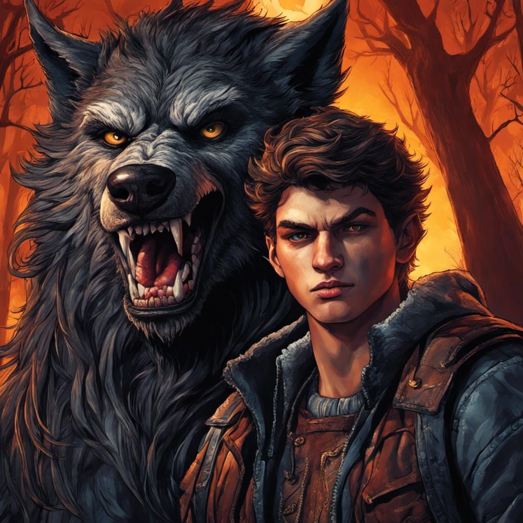 Teenage Werewolf Poses for a Selfie, Fantasy Art