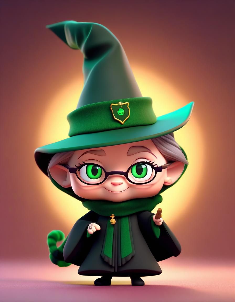 Cute Chibi Professor McGonagall in 3D Digital Art