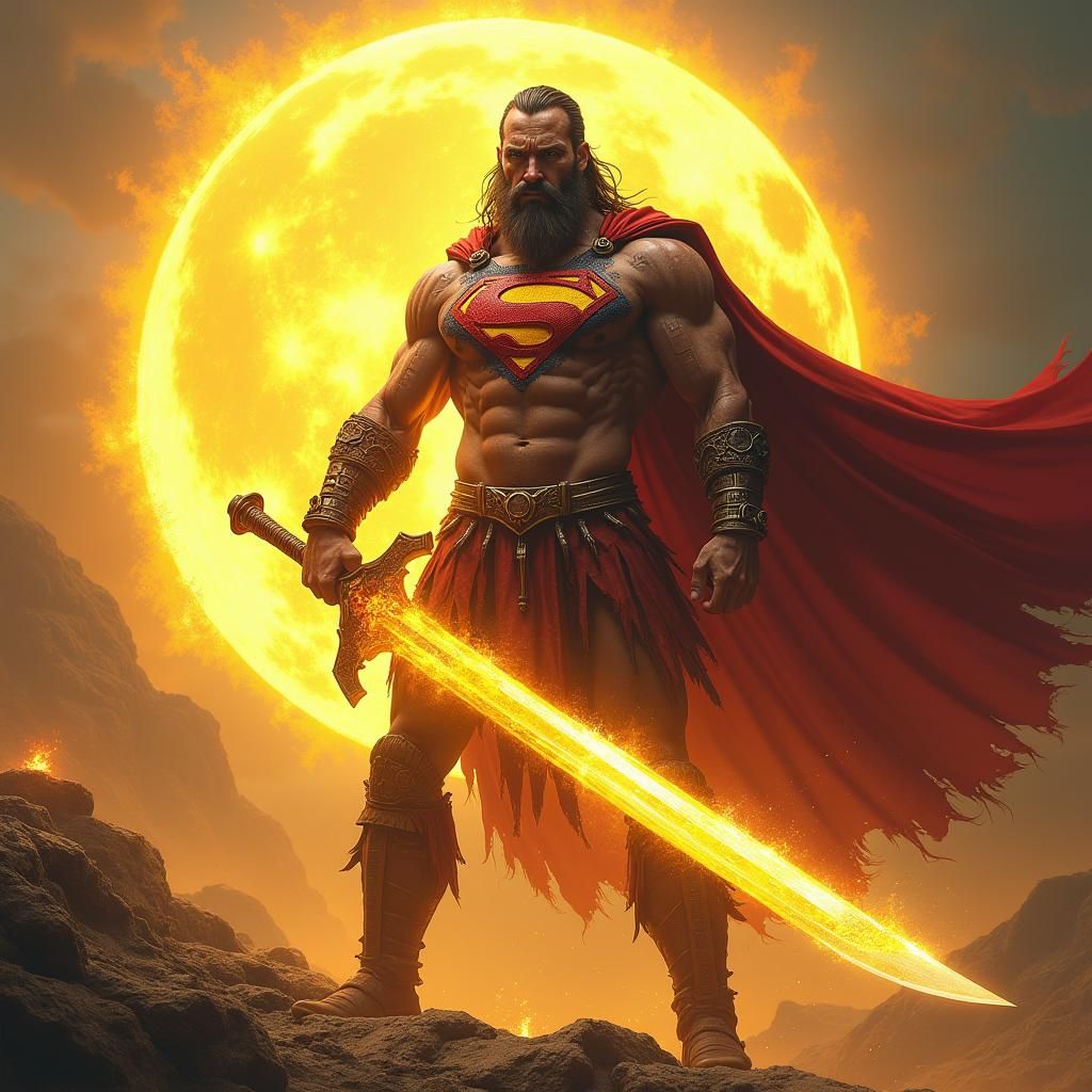 Barbarian Warrior Wielding Sun-Forged Greatsword