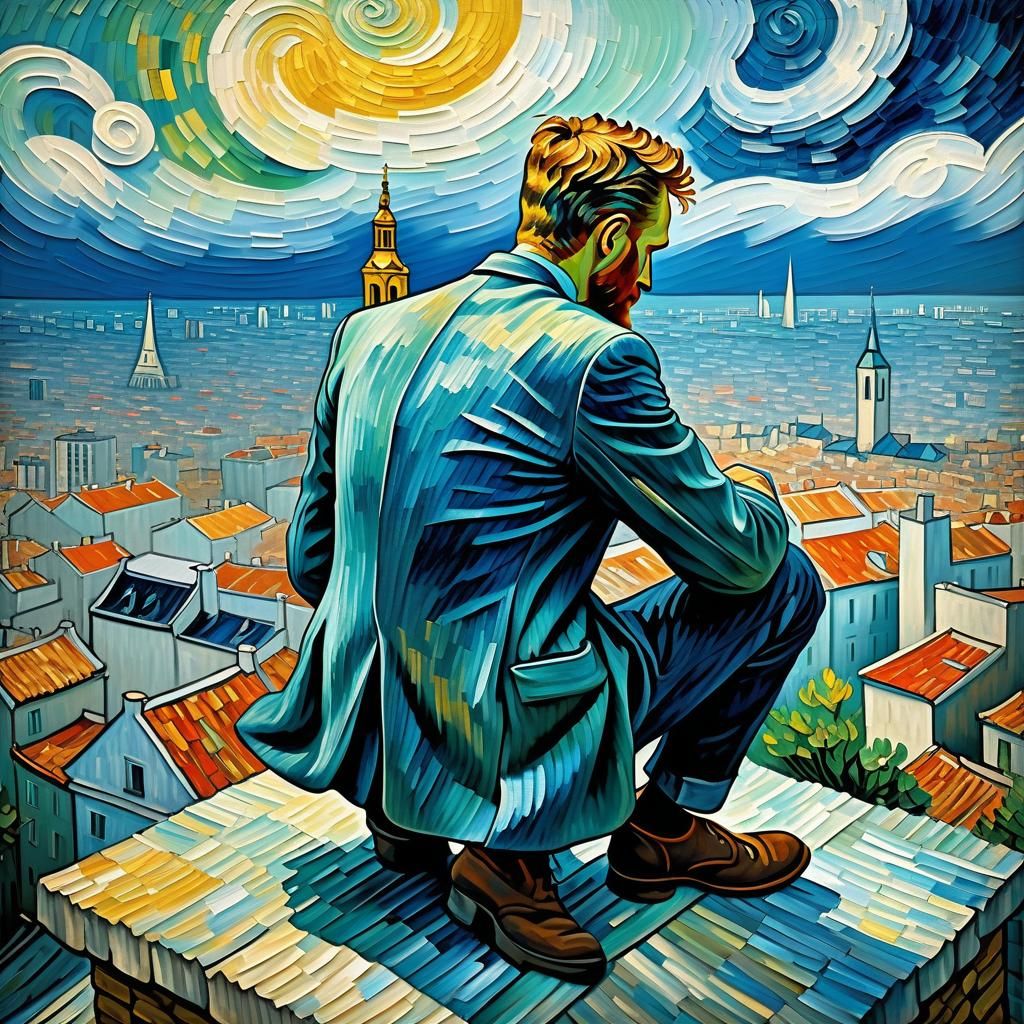 Impressionist City View with Swirling Texture