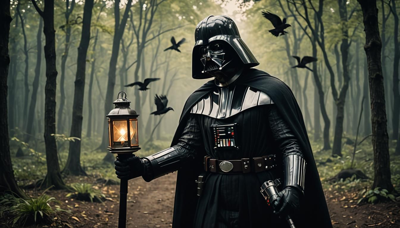 Darth Vader Lantern Bearer in the Woods