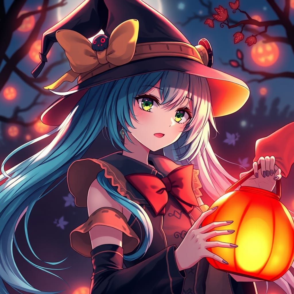 Hatsune Miku in Halloween Costume, Anime Style