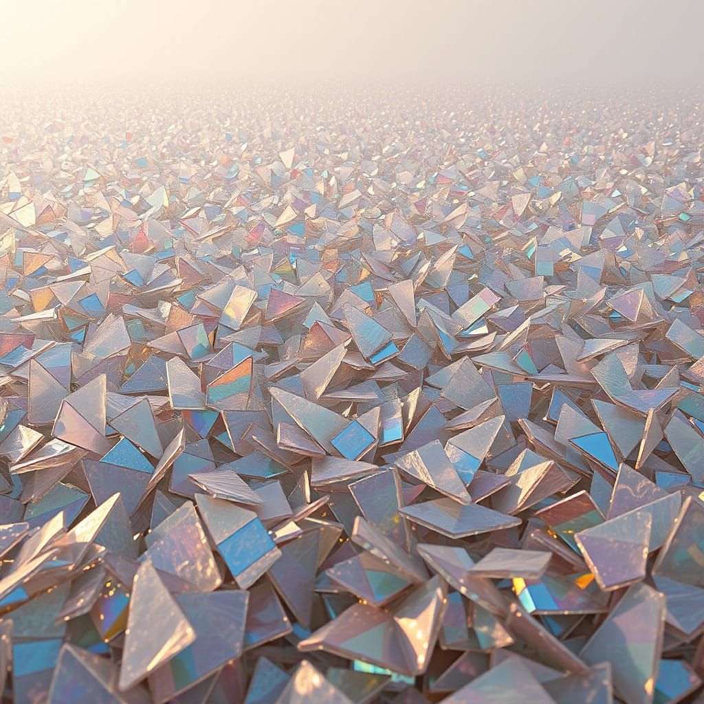 Iridescent Glass Shards in Ethereal Light