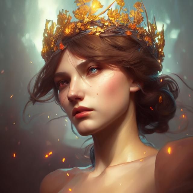 Spring Queen Portrait in Hyperdetailed Art Nouveau Style