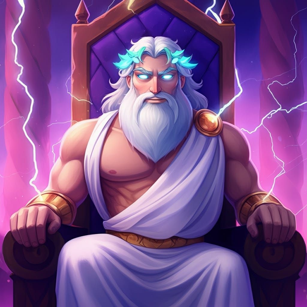 Zeus on His Throne in Dreamlike Style