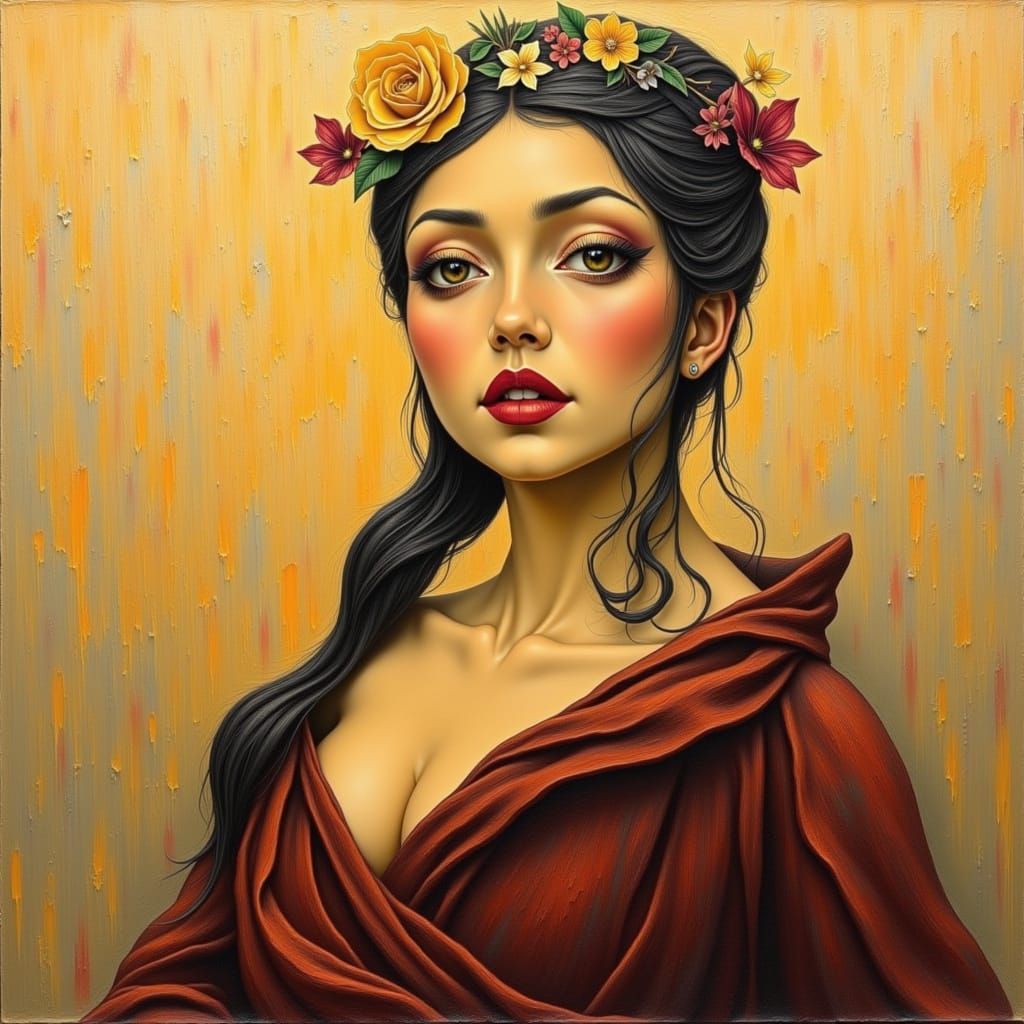 Elegant Woman Portrait in Impasto Style