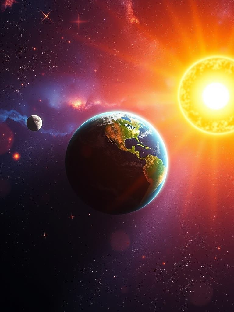 Vibrant Cosmos Unveils Emerald Earth in Radiant Splendor