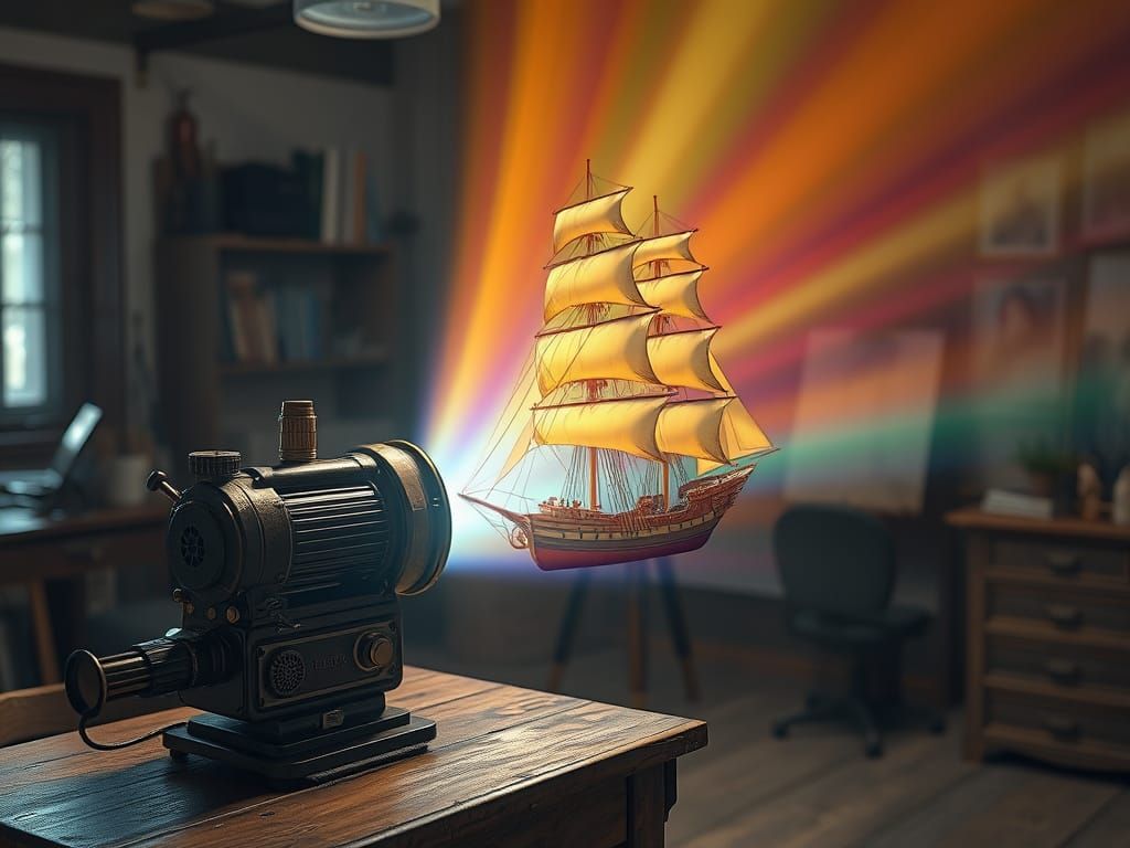 Vintage Projector Creates Pirate Ship, Magical Realism