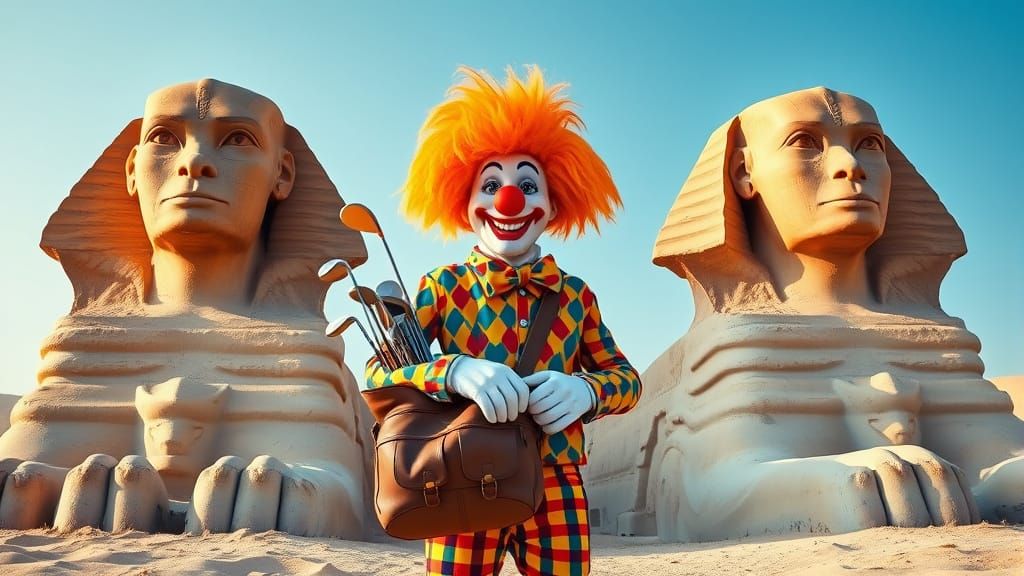 Bozo the Clown Plays Golf at the Great Sphinx