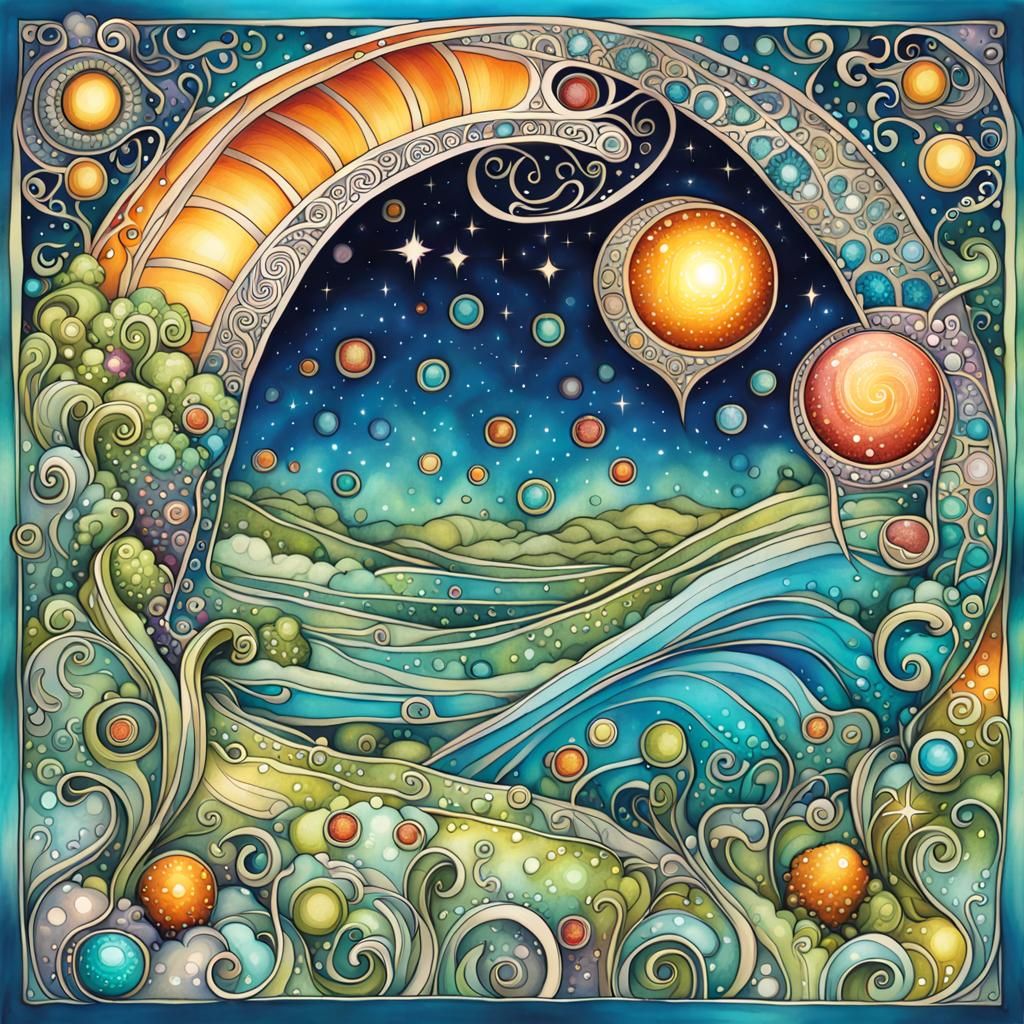 Galactic Oasis: Bejeweled Art Nouveau Fantasy