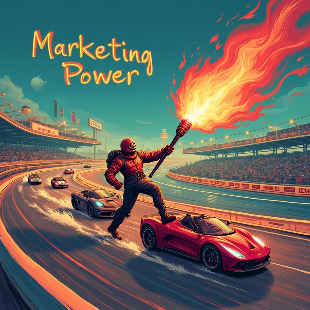 Abstract Business Icons Race with Marketing Torch