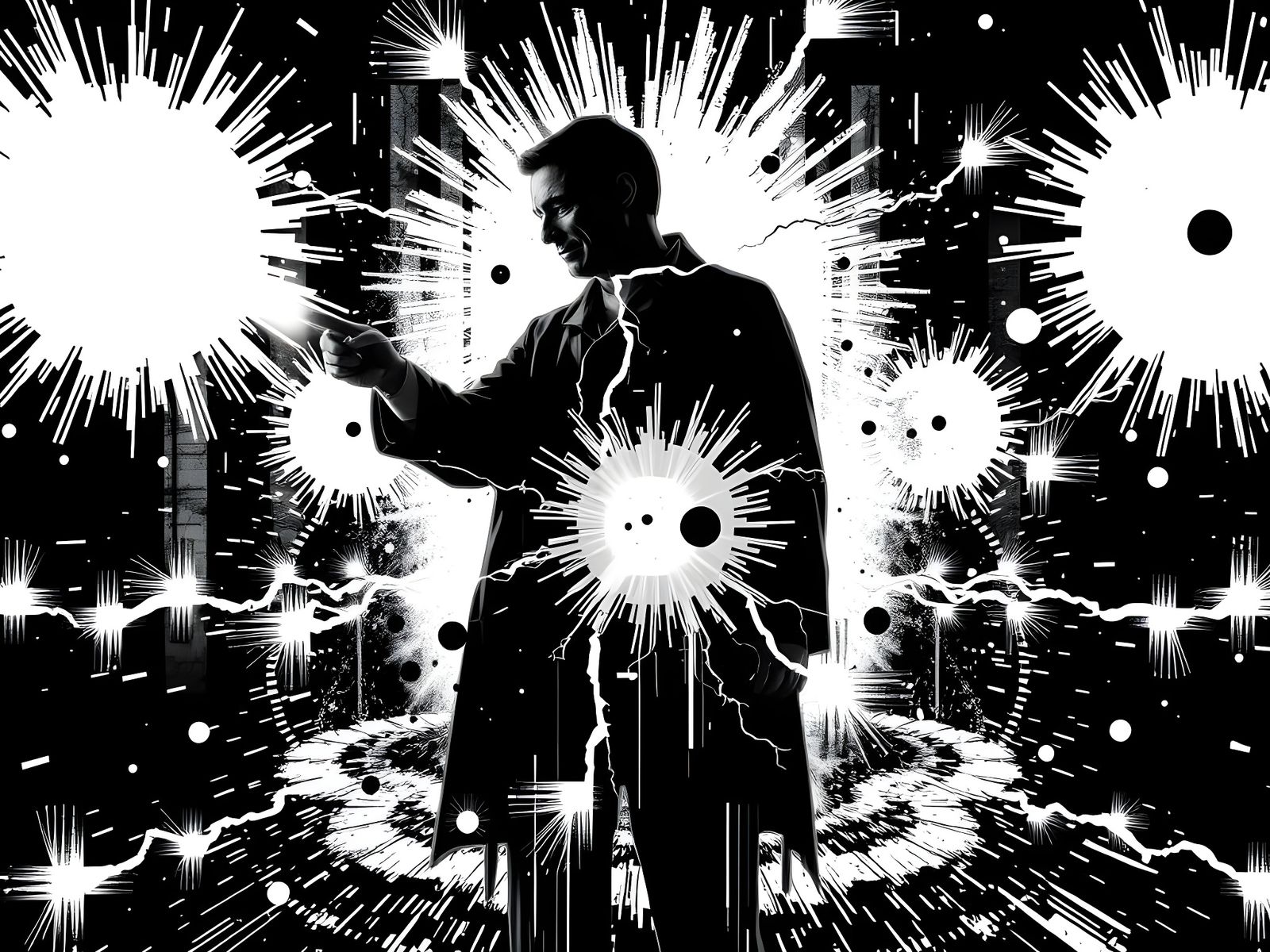 Glitch Art of a Void Light Warrior in High Contrast