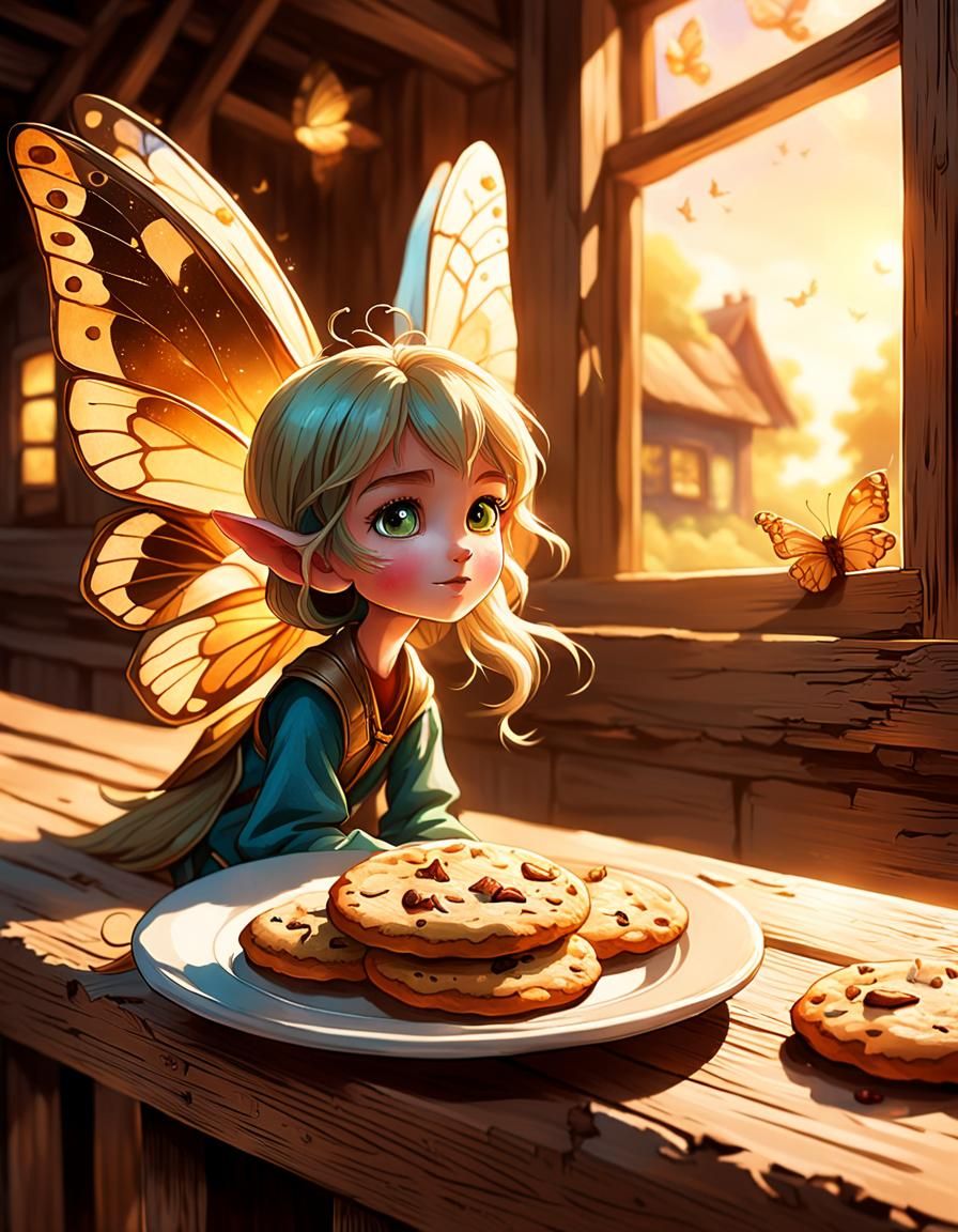 Fairy on Windowsill in Anime-Inspired Style