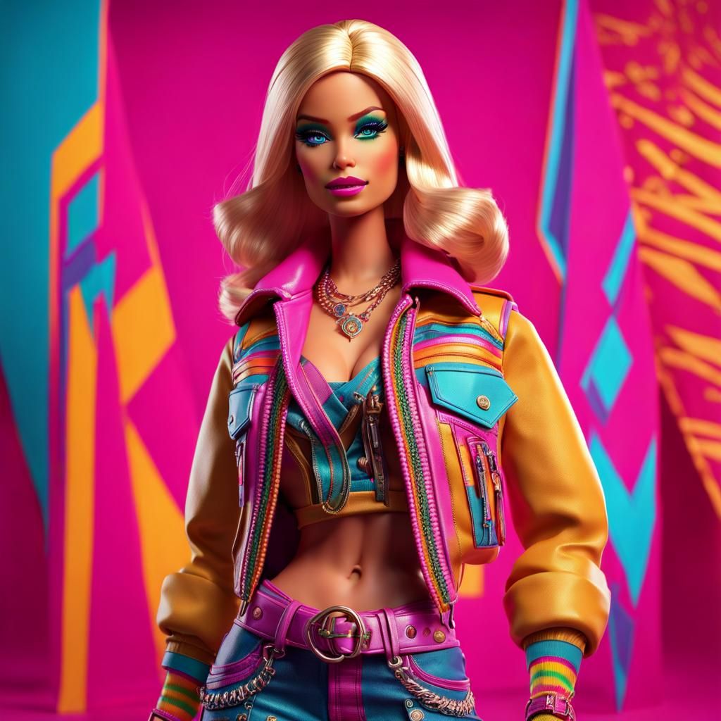 Barbie in Seventies Punk Style, 3D Digital Art