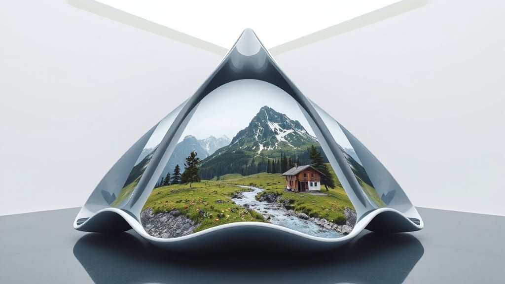 Kinetic Sculpture With Alps Landscape Inside