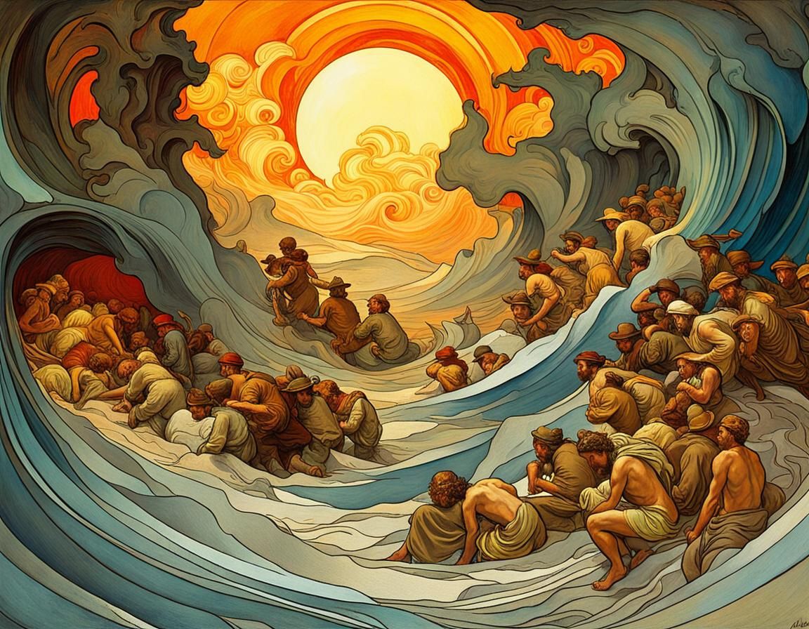 Demons Crawling Out of Hell: Art Nouveau Watercolor