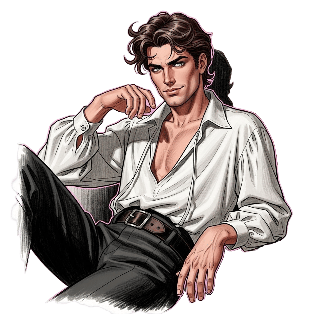 Confident Nobleman Lounging in Vintage Grayscale Drawing