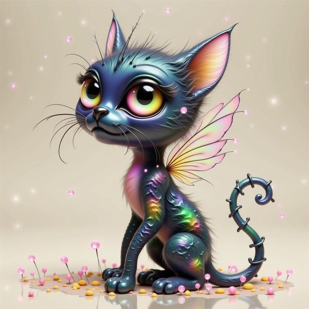 Translucent Sugar Cat in Whimsical Manga Style