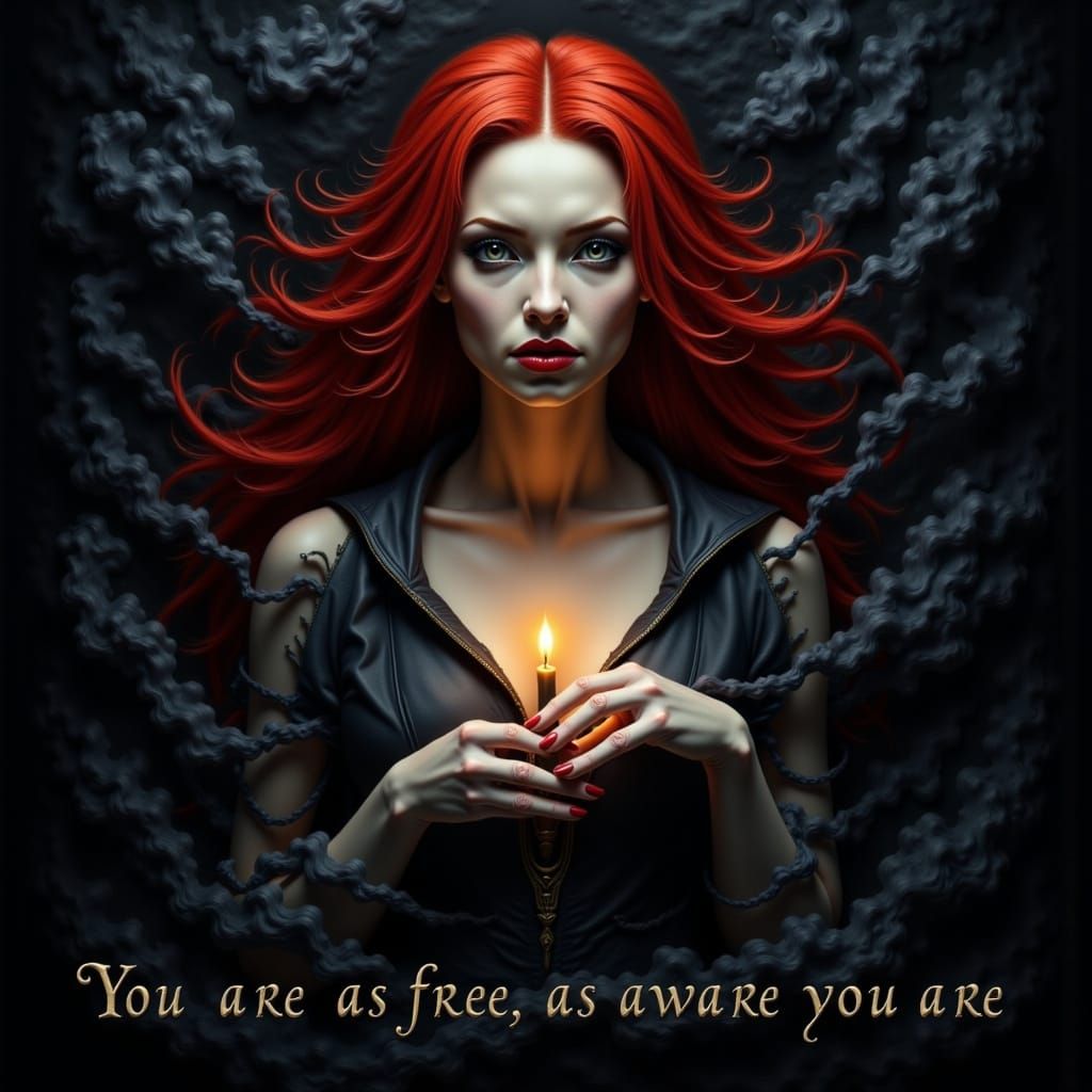 Gothic Poster: Free and Aware Woman in Fog