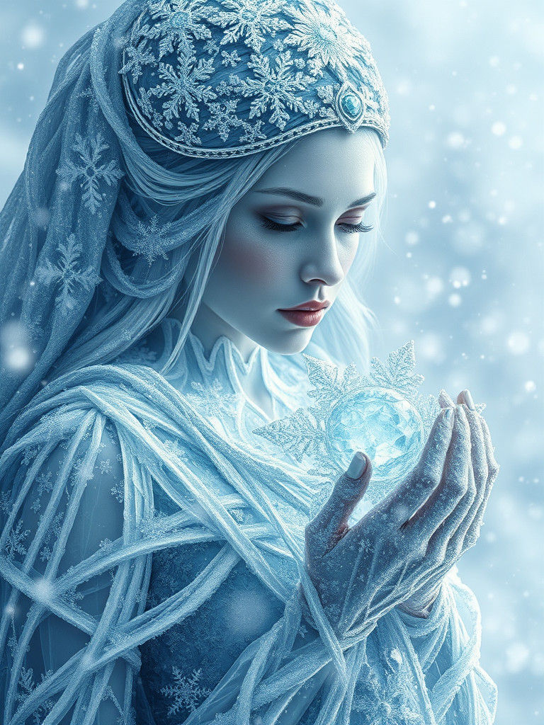 Ice Woman in Winter Wonderland: Fantasy Concept Art