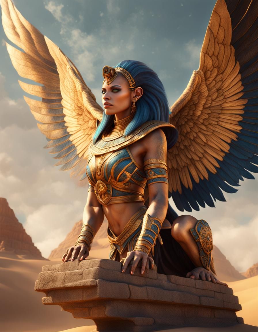 Woman Sphinx Fur: Detailed Fantasy Art