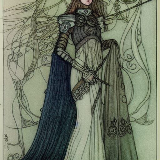 Armored Elf Valkyrie Knight in Detailed Matte Painting