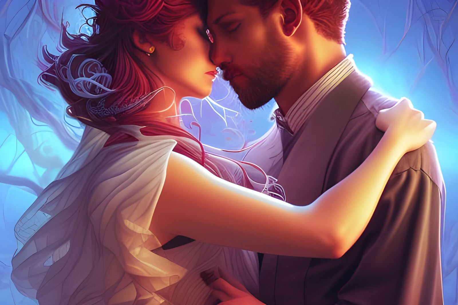 "Love Is In The Air" :: "A woman and a man hugging and kissing -