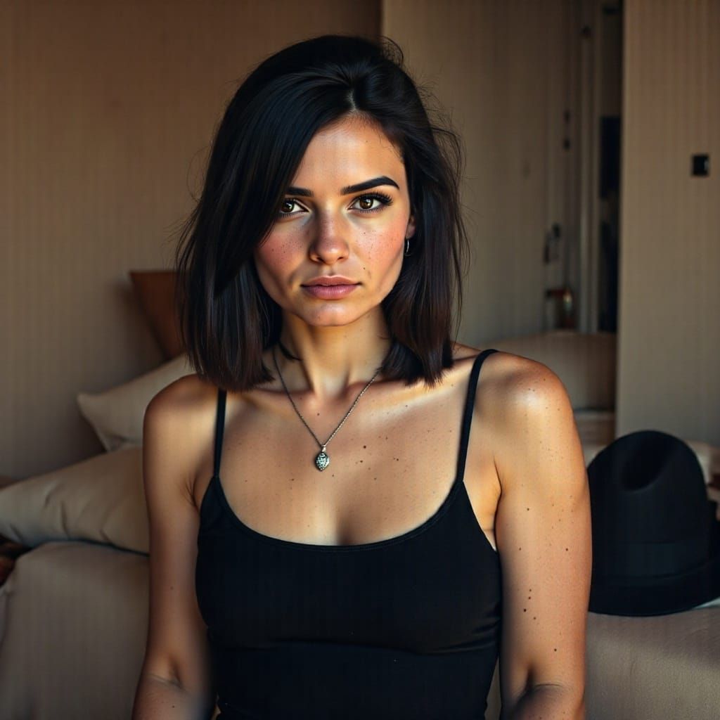 Minimalist Portrait of Androgynous Woman in Warm Light