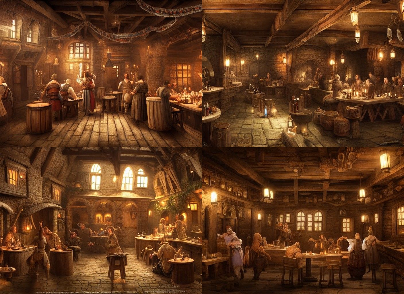 Epic Medieval Tavern Digital Matte Painting