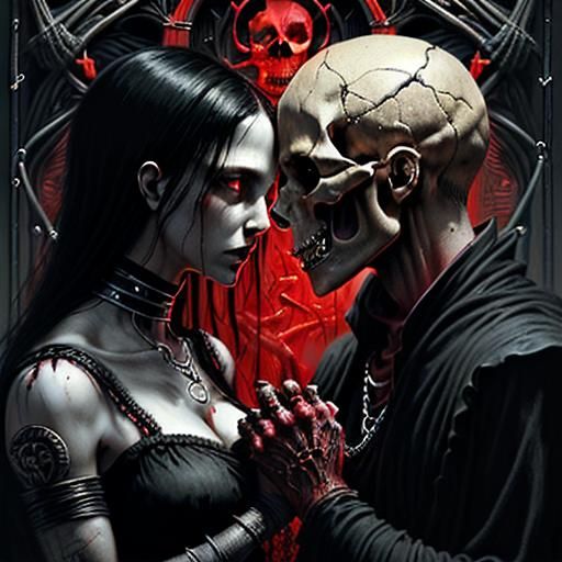 Entwined Souls: A Macabre Dance of Love and Death