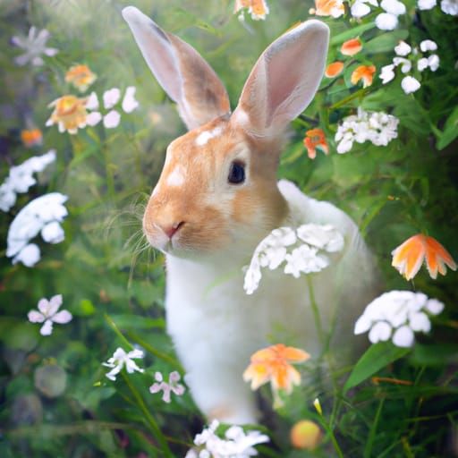 Rabbit and wildflowers