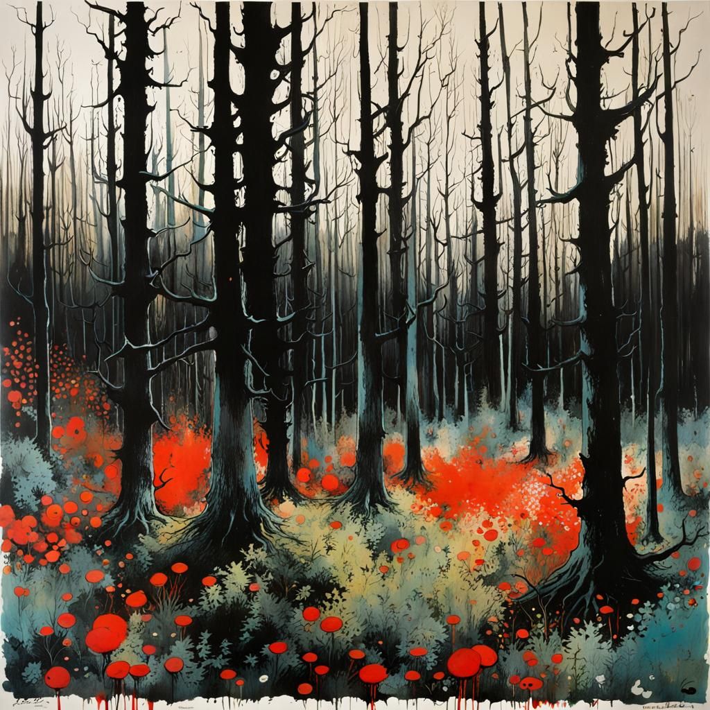 Eldritch Forest in Expressionist Style