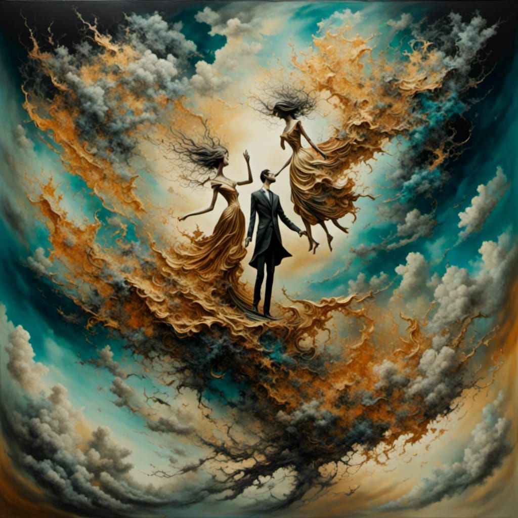 Surrealist Gravity Defiance in Dreamlike Hues