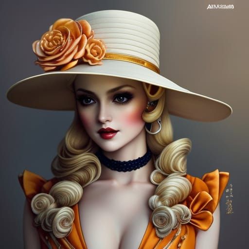 Elegant Portrait of Miss Peach in Digital Art