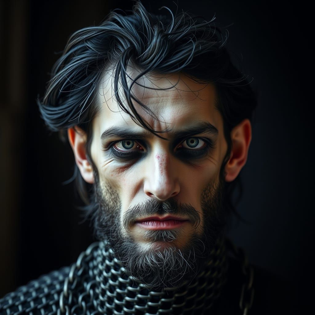 Dark Medieval Warrior in Chain Mail