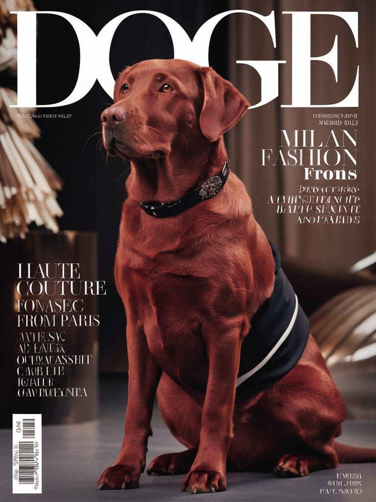Red Labrador Poses in Milan Fashion, Paris Style