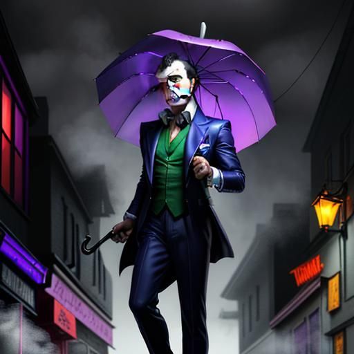 Surreal Joker-Beyonder Fusion in Dreamlike Cityscape