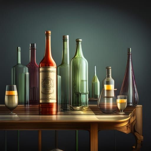 Cartoon Ghosts Trapped in Bottles on Shelf