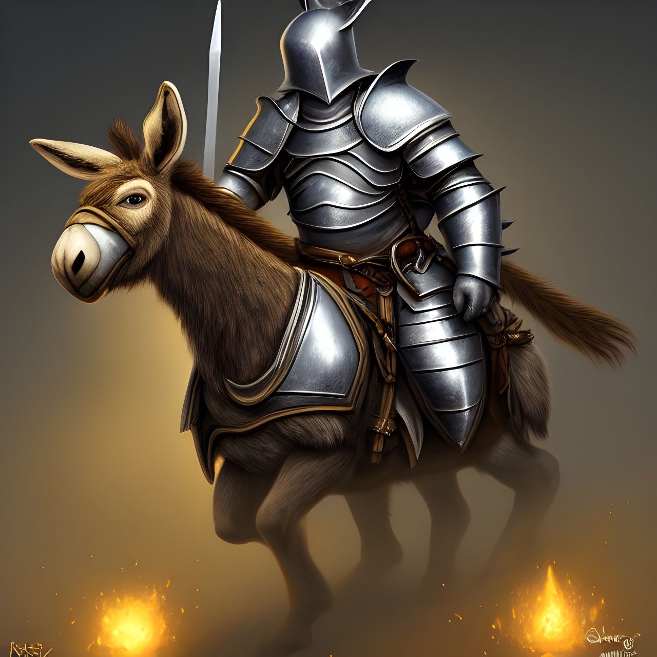 Armored Donkey in Detailed Fantasy Art