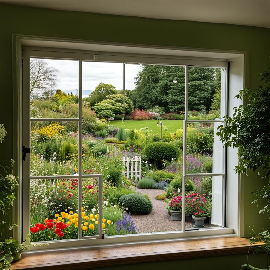 Bedroom Window Overlooking a Beautiful Garden
