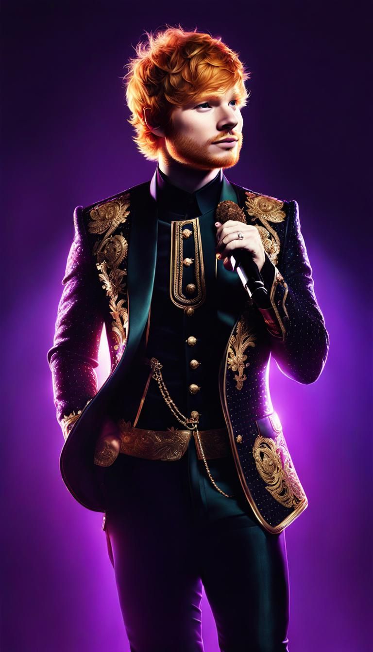 Ed Sheeran as Prince: Hyperrealistic Portrait