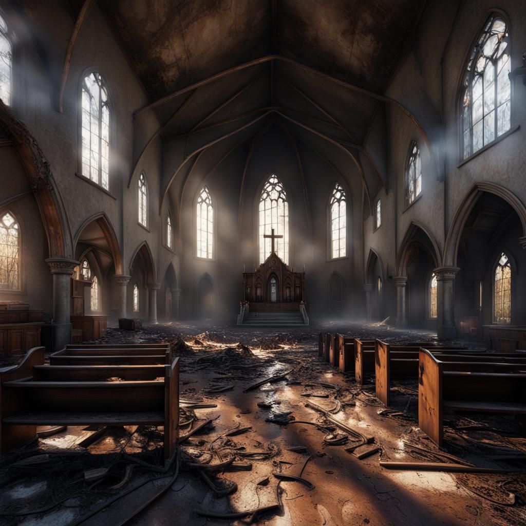 Abandoned Church Interior: Photorealistic Post-Apocalyptic S...